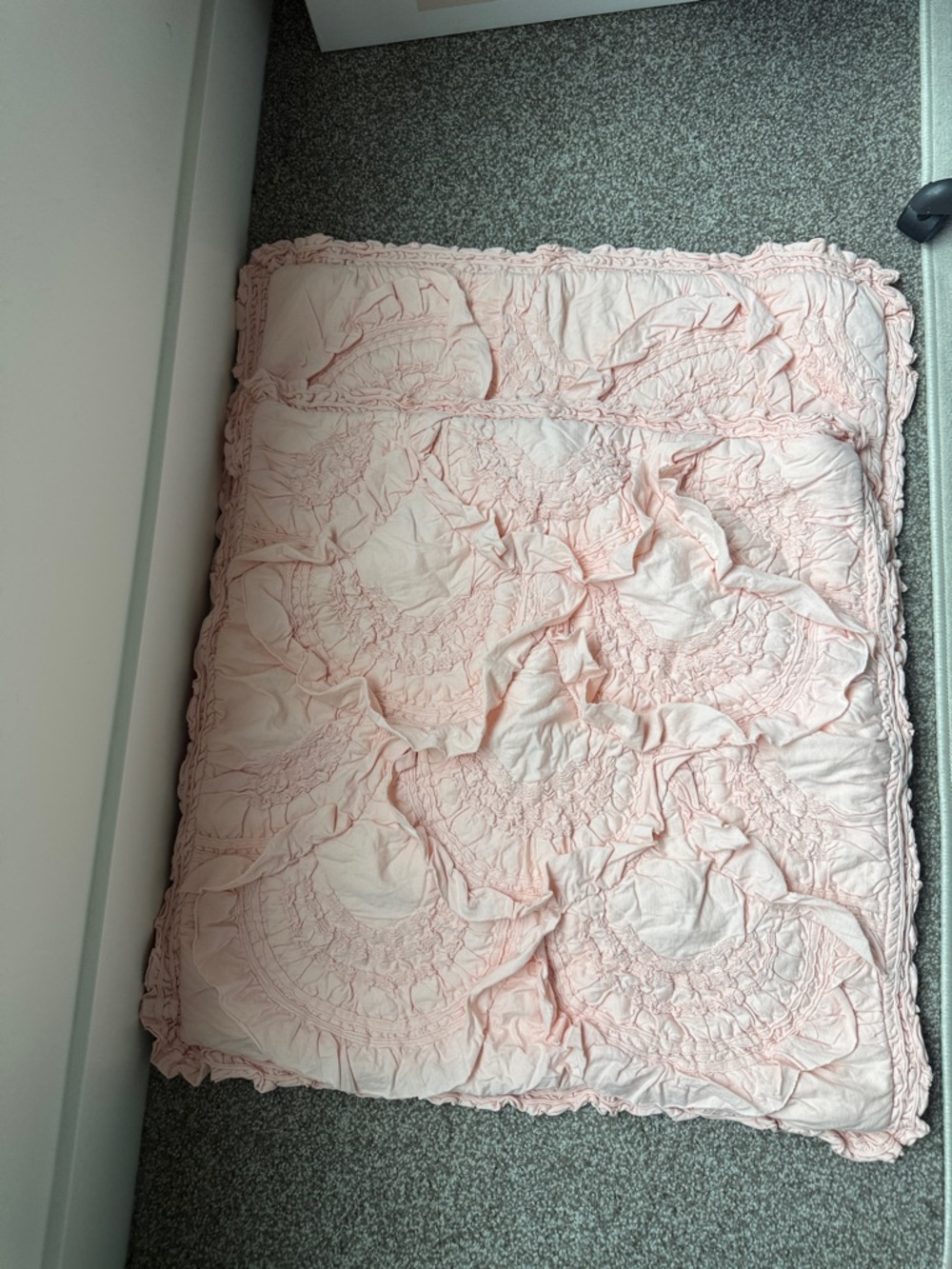 Soft Pink Ruffled pillow euro shams  - Home Bedding